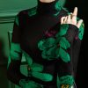 Urban Skinny Lace Printed Half Turtleneck T-Shirts Tops