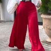 High Waisted Loose Pockets Solid Color Pants Trousers