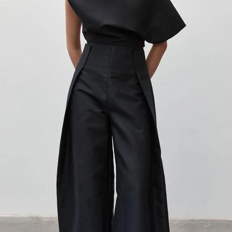 Loose Sleeveless Solid Color Off-The-Shoulder Two Pieces Set