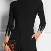 Long Sleeves Skinny Printed Split-Joint High Neck T-Shirts Tops