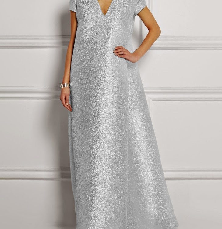 Loose Short Sleeves Shiny Solid Color V-Neck Maxi Dresses