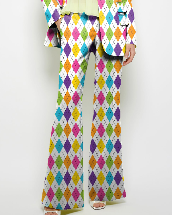Loose Wide Leg Pockets Printed Pants Suit Pants Trousers