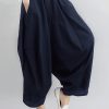 Artistic Retro Ramie Cotton Solid Color Elasticity Harem Pants