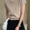 Stylish Loose Solid Color Boat Neck Knitwear Pullovers Tops