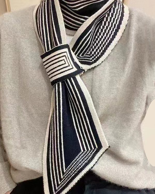 Contrast Color Keep Warm Velvet Scarf