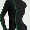 Urban Long Sleeves Skinny Contrast Color Split-Side High-Neck T-Shirts Tops