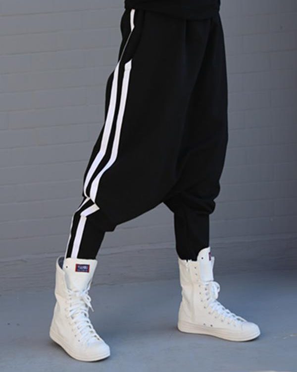 Loose Striped Empire Harem Pants