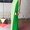 Loose Sleeveless Asymmetric Contrast Color Pleated Split-Joint Round-Neck Maxi Dresses