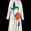 Long Sleeves Loose Flower Print High Neck Midi Dresses